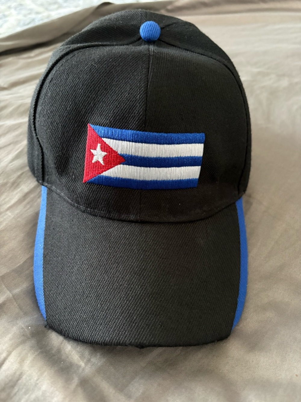 CUBA Black Baseball Cap with Cuban Flag Patch